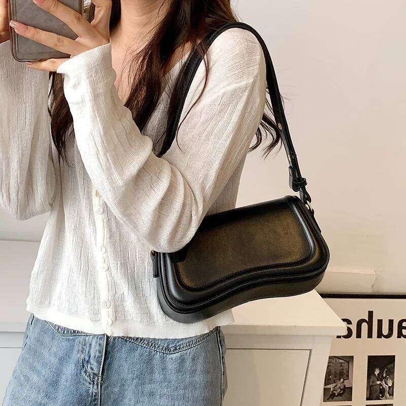MOODS Flap Crossbody Bags For Women Pure Color PU Leather Armpit Shoulder Bag 2023 Latest Fashion Small Saddle Handbags Female Y260205
