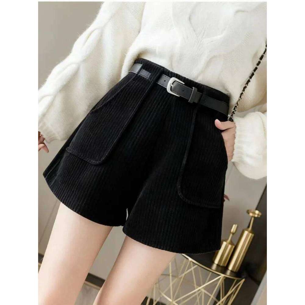 SMTHMA Retro Design Corduroy Straight Leg Casual Pants For Women Autumn Winter 2025 New Loose Slim Chic Shorts XJ260206
