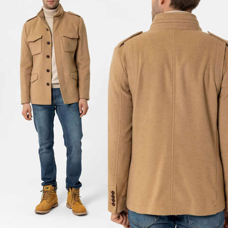 2025 New Men's Wool Jacket 1 Piece Single Breasted Casual Fashion Outerwear Autumn Winter Wear Coat Daily Clothi Custom Made