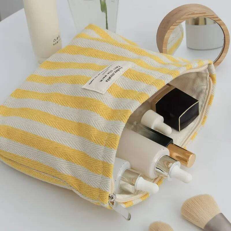 Women Waterproof Storage Vertical Stripe Cosmetic Bag Makeup Travelling Pouch For Ladies Pencil Case Y260206