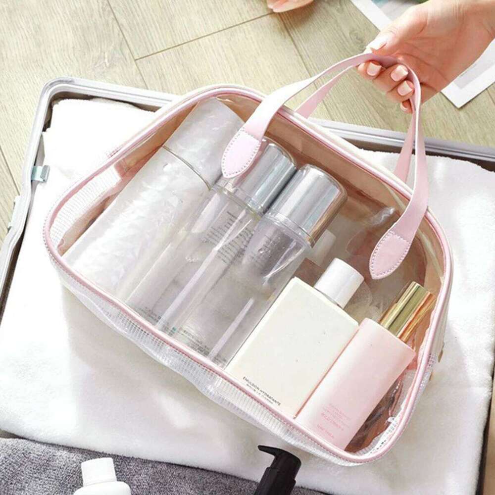 PVC Transparent Frosted Large Capacity Dry Wet Separation Wash Bag In Hand Travel Cosmetics Storage Bags Y260206