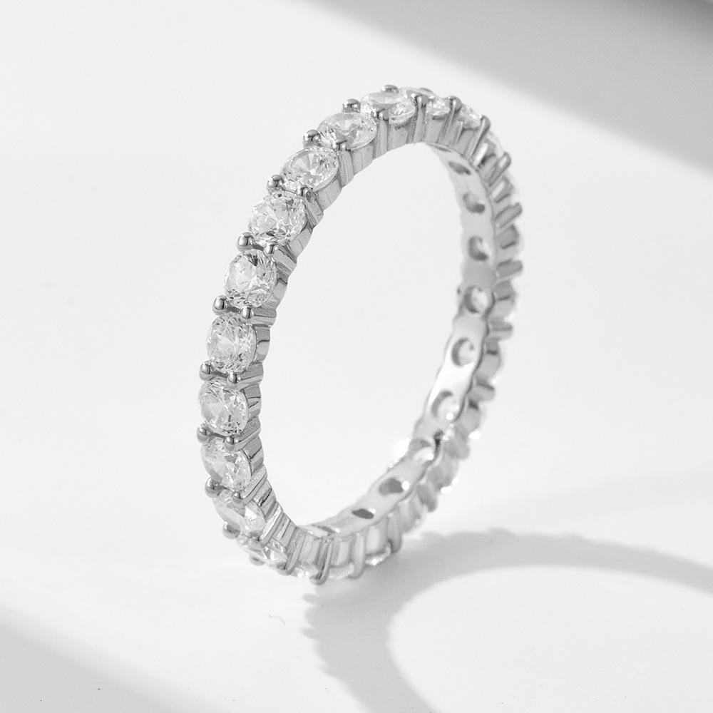 ins-style versatile stackable rings, 925 sterling silver micro-inlaid zirconia full-diamond combination set ring, fashionable and simple