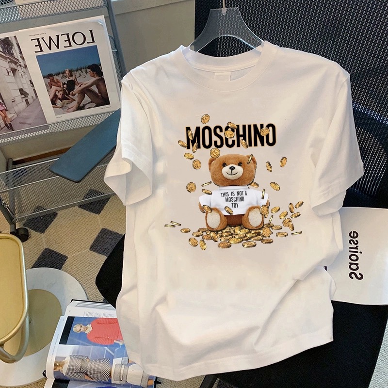 Washed Cotton Short Sleeve T-Shirt Women Summer Print Loose BF Lazy Matched Upper Apparel Korean Style Crew Neck Tee