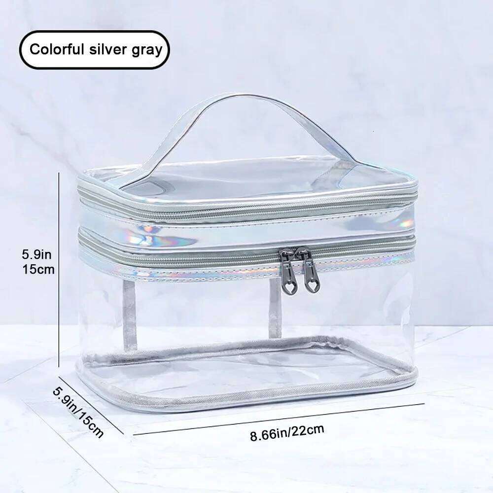 PVC Toiletry Bag Set, Double-Sided Transparent Travel Organizer Pouch for Women, Waterproof Plastic Cosmetic Case Y260206