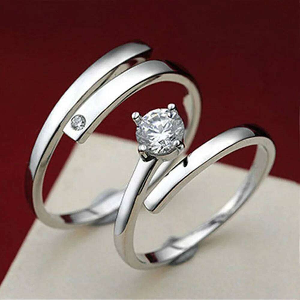 925 Sterling Silver Temperament Zirconium Opening Ring Couples Fashion Simple Birthday Party Wedding Anniversary Gift W260206