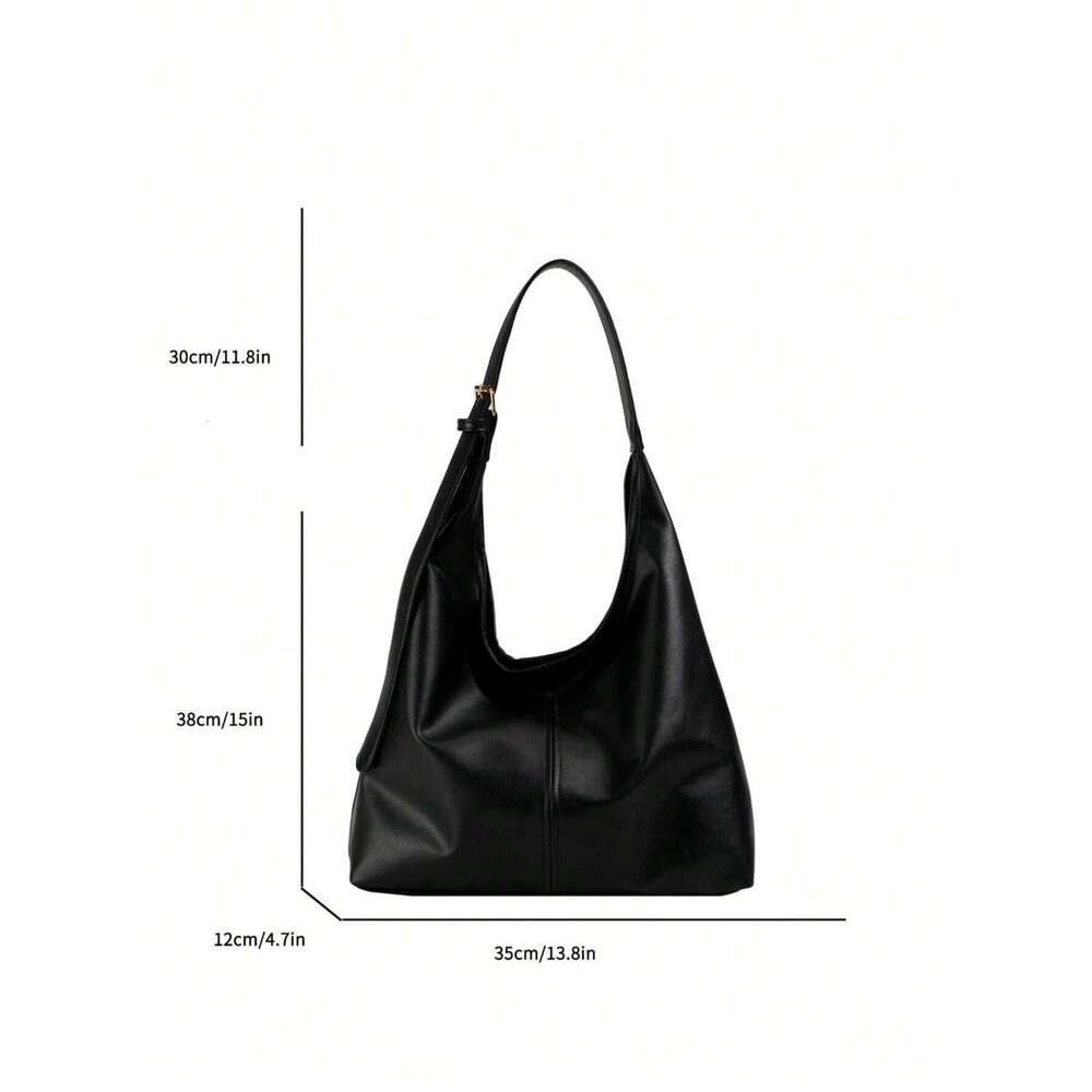 Fashionable Causel Tote For Women, Minimalist Golden Buckle Decor Shoulder Bag With Adjustable Strap, Women's Handbag Y260205