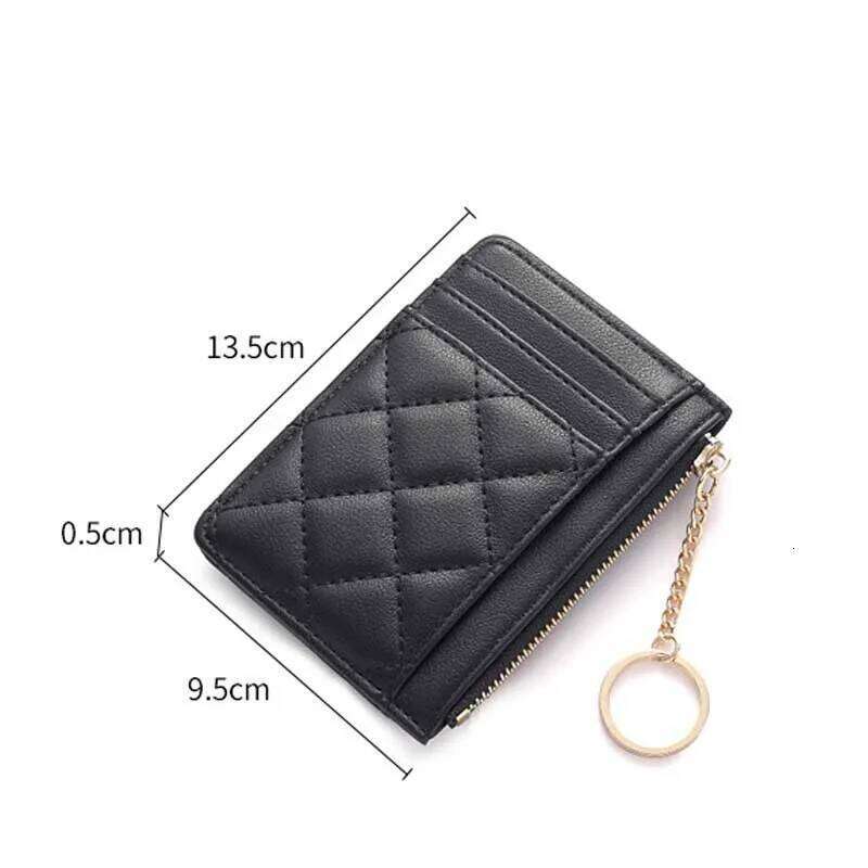 Quilted Minimalist Ring Mini Wallet - Bag with Multiple Card Slots and ID Holder, Zipped Coin Purse Faux Leather-tan carteras Y260206