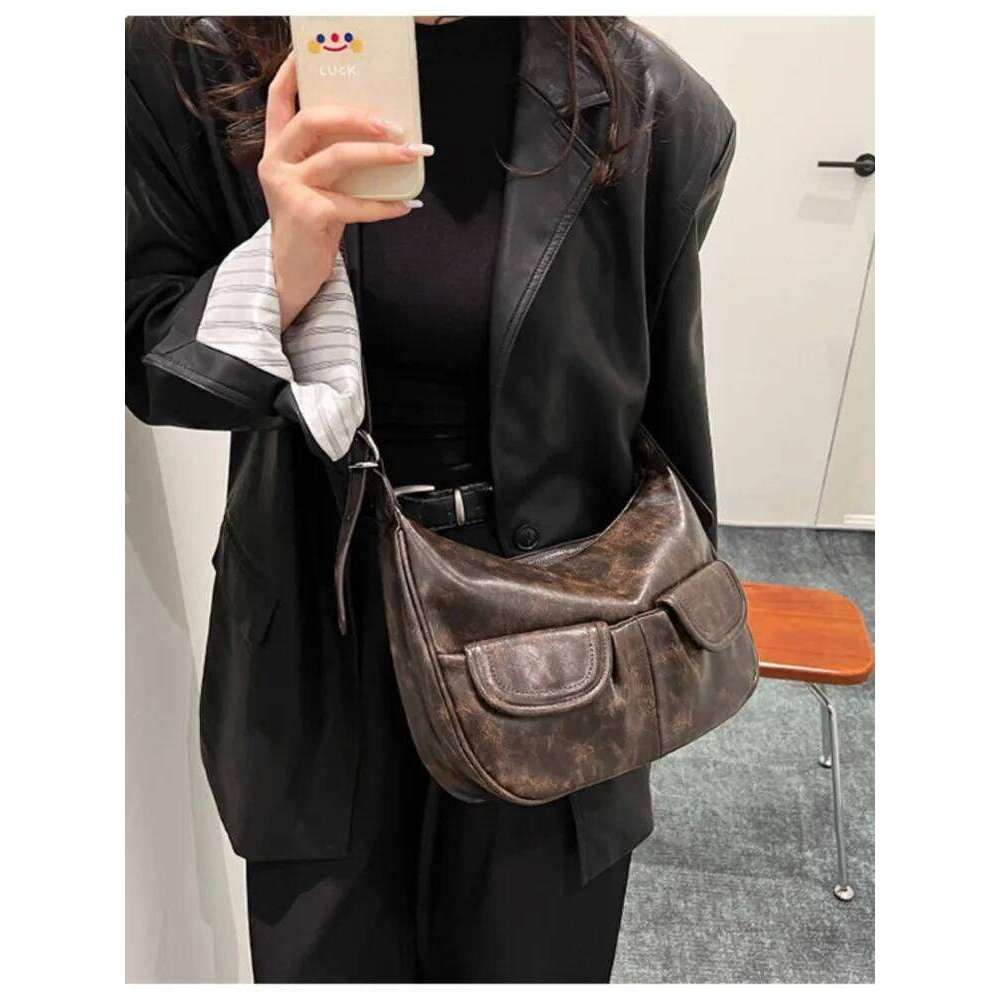JIAERDI Vintage Coffee Shoulder Women Retro New Autumn Pocket Chic Casual Underarm Bag Female Hot Girls Y2k Handbag Bolsa Y260205