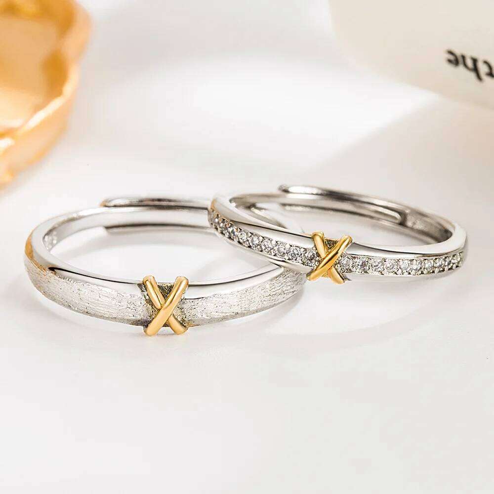 High Quality Women's 925 Sterling Silver Jewelry Fashion Cross Crystal Zircon Couple Ring For Men XY0311 W260206