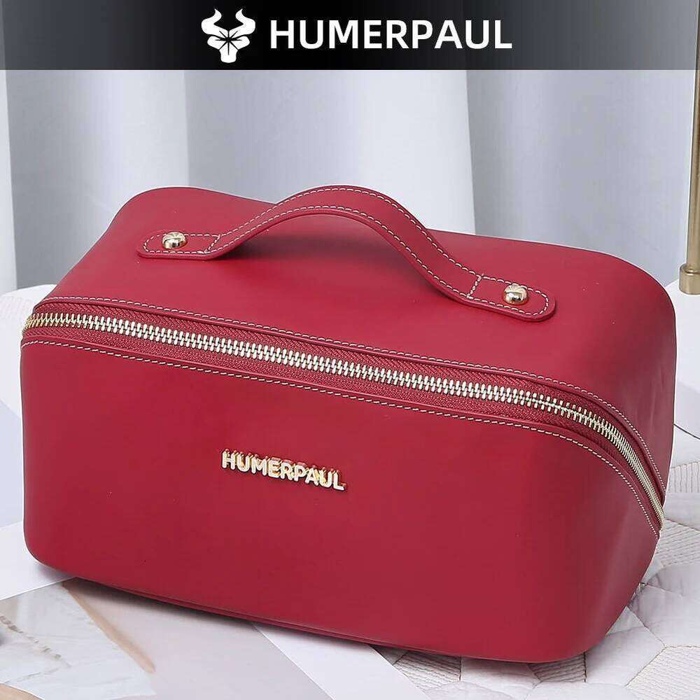 Genuine Leather Makeup Female Toiletry Bag Travel Cosmetic Storage Pouch Make up Case Organizer Y260206