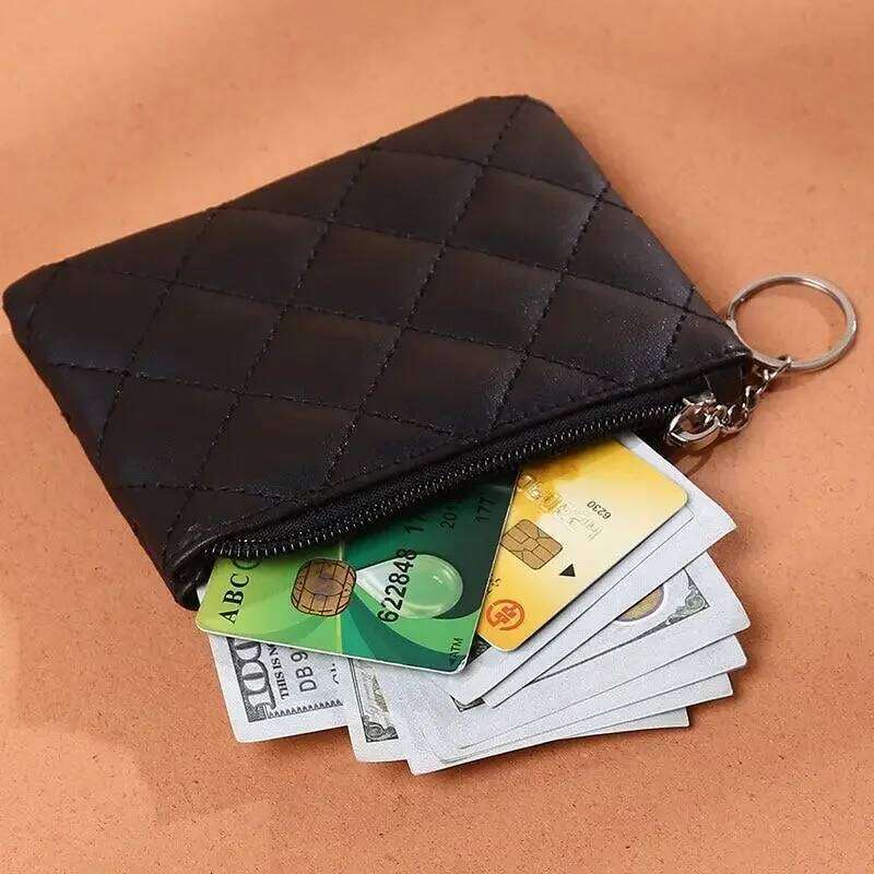 Women PU Leather Zip Wallet Key Chain Fashion Small Money short Change Pouch Coin Purse Y260206