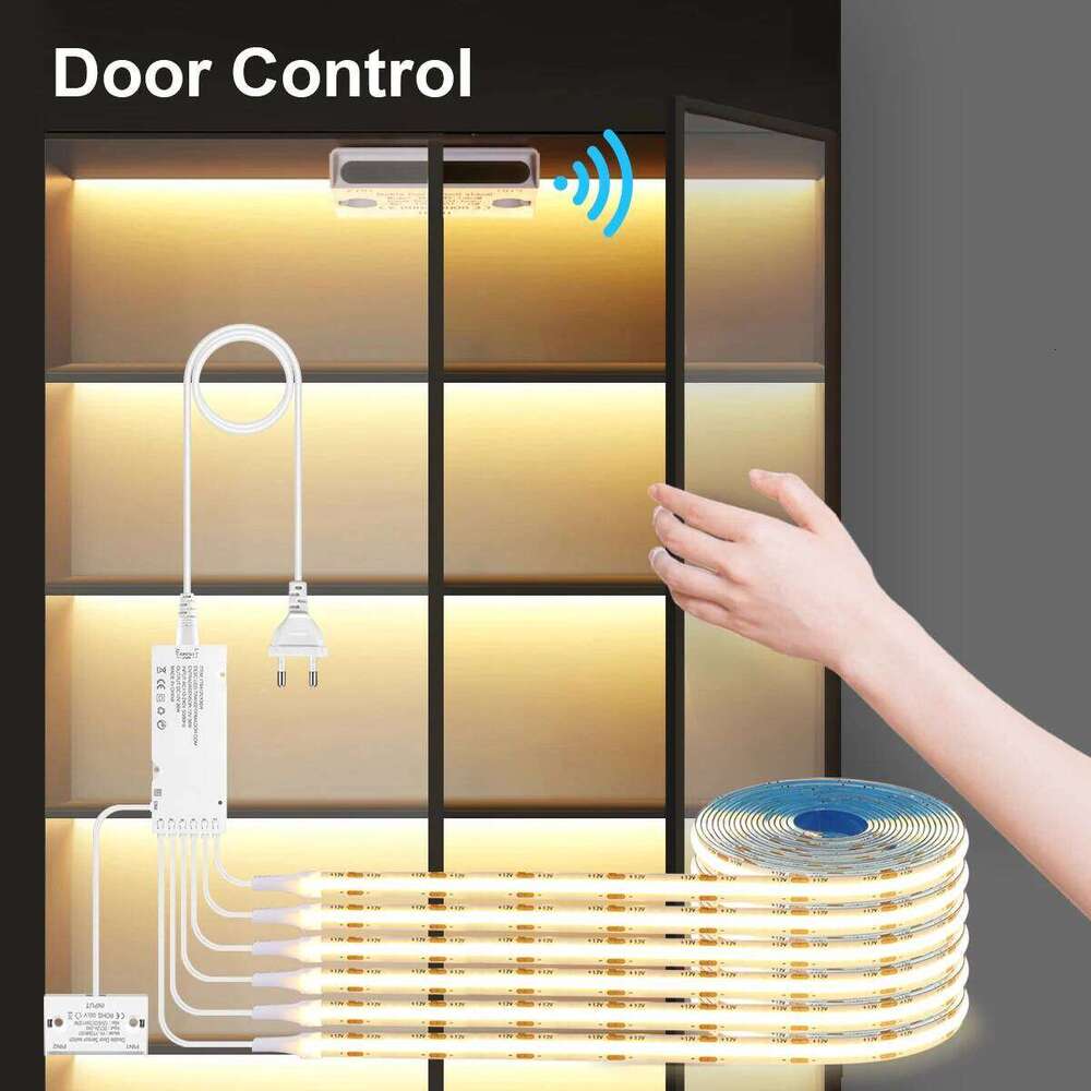 Smart Proximity Motion Sensor COB Strip LED Under Cabinet Lights For Kitchen ,Wardrobe, Bathroom Double Door Decor Lighting Z260206