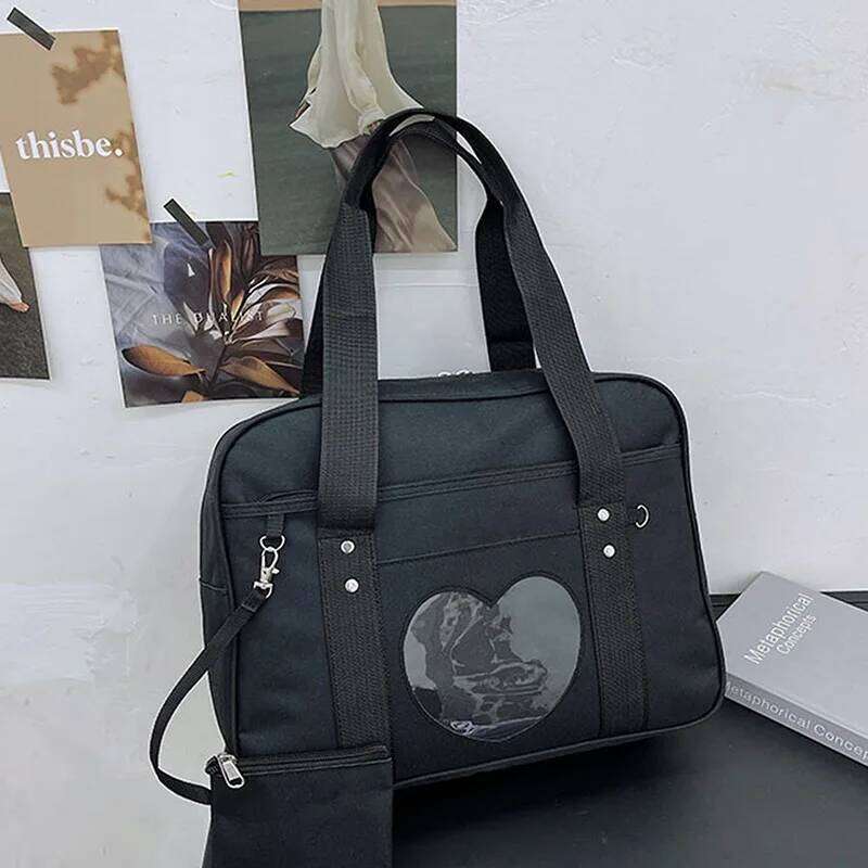 Japanese Lolita Heart JK School Uniform Bags Fashion Oxford Women Student PU Handbag Cosplay Anime Shoulder Bag Y260205