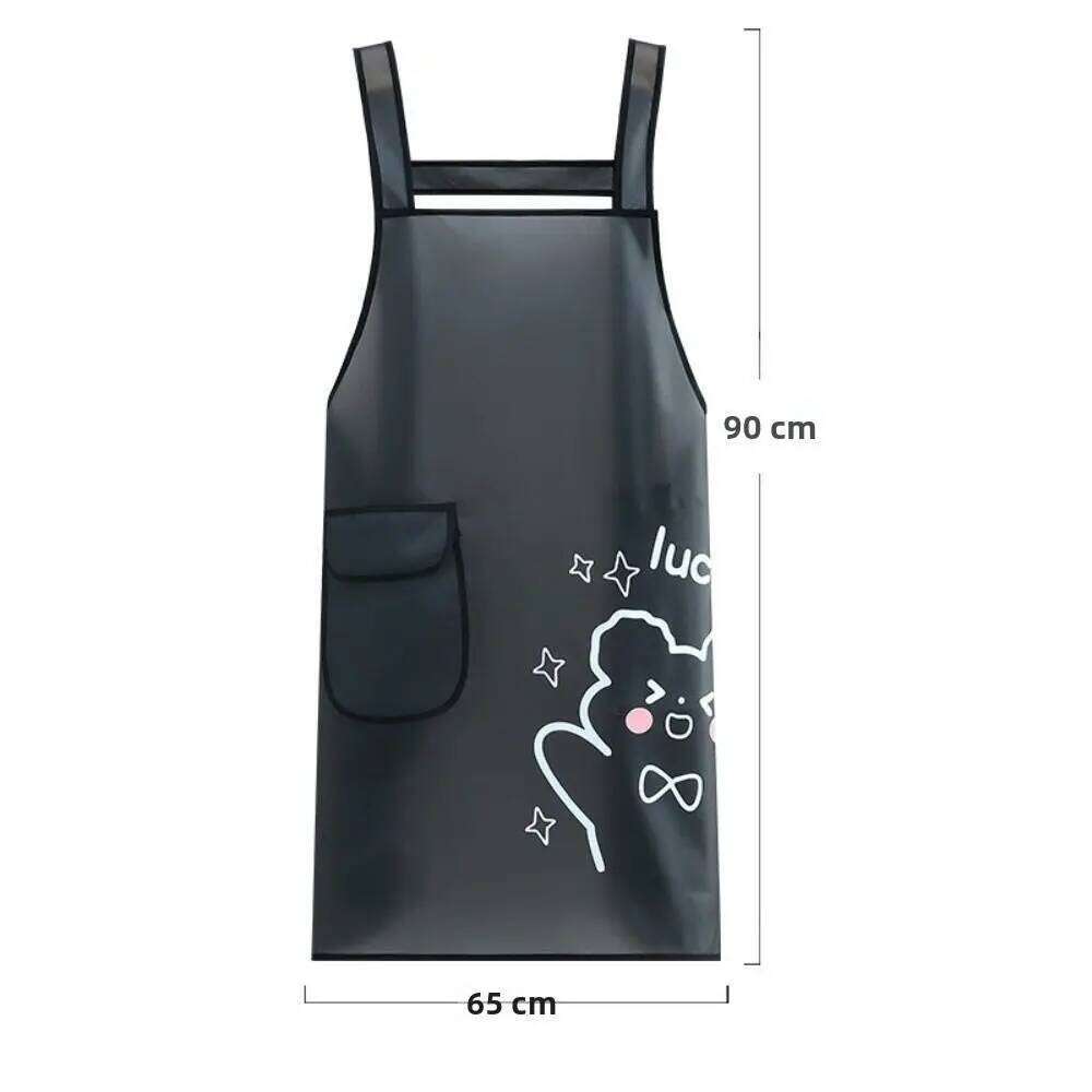 Cartoon Sleeveless Waterproof TPU Transparent Dirt-Proof Kitchen Apron Lightweight Work Aprons Home Use S260205