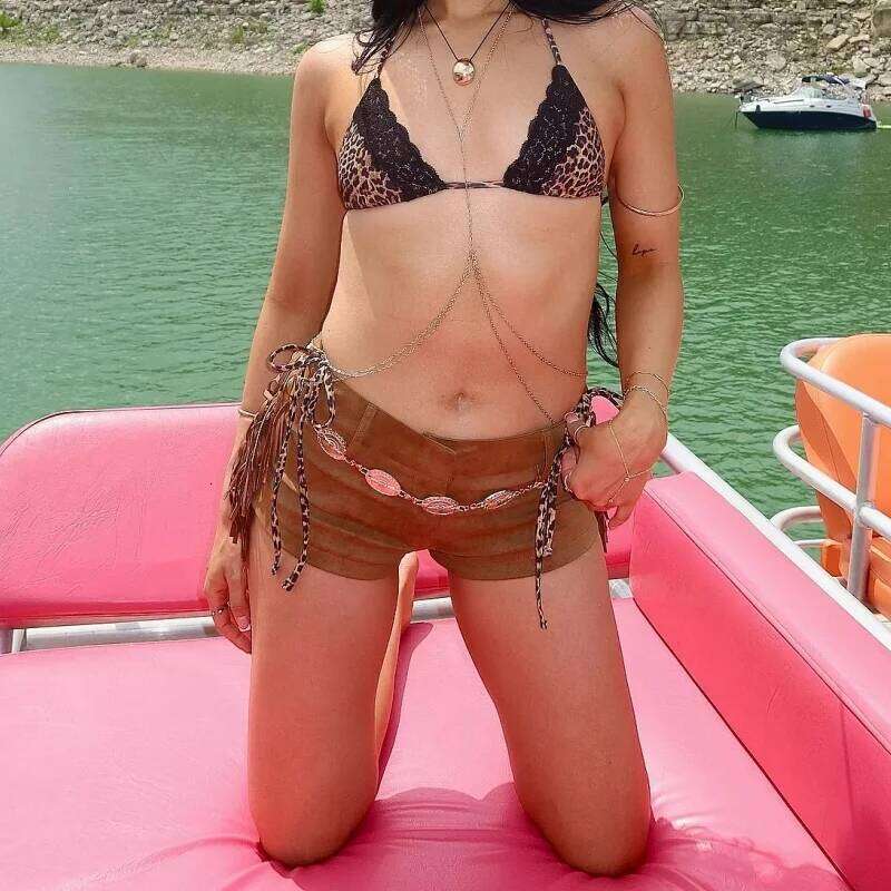 Women's Fringe Shorts Tassel 70s Cowgirl Western Vintage Elastic High Waisted Short Pants H260206