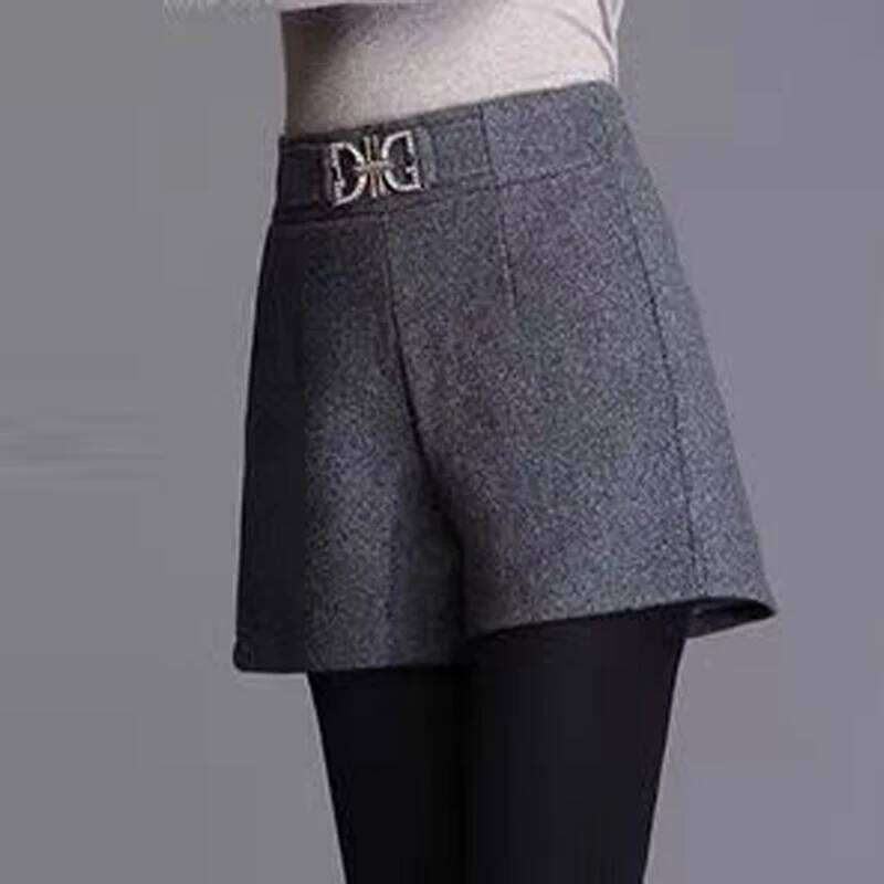 Women Korean Fashion Elegant Chic High Waist Woolen Short Pants New Autumn Winter Vintage Ladies Casual Solid Slim A-line Shorts H260206