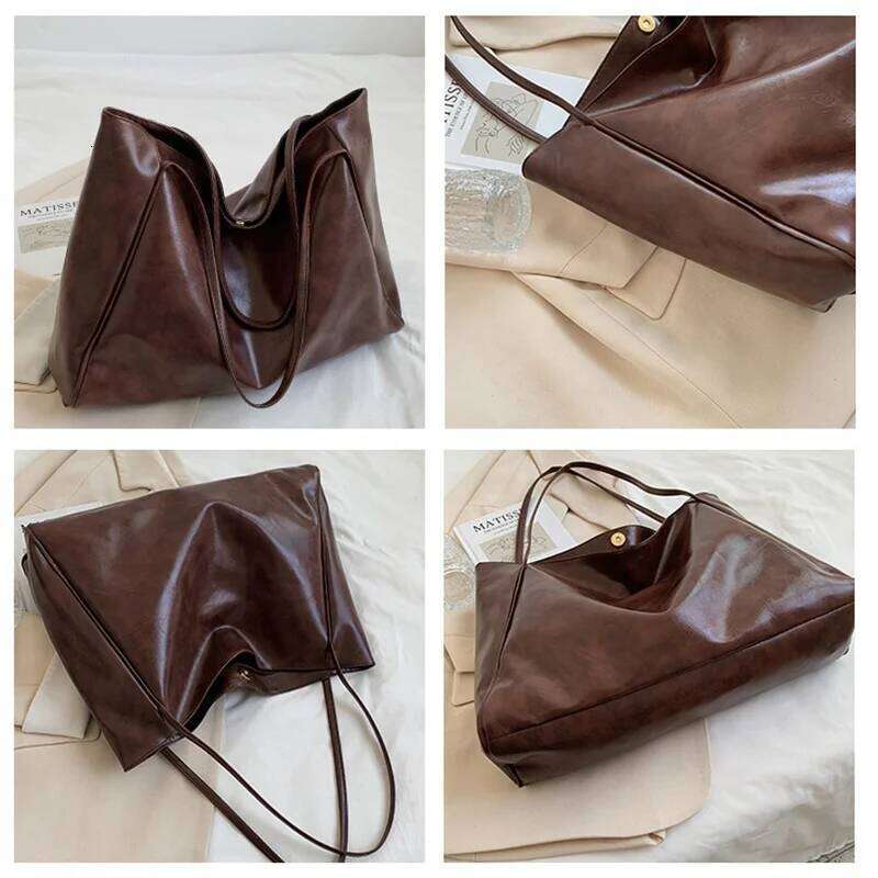 Women Tote Fashion Underarm Pouch Large Capacity Soft Pu Leather Shoulder Retro Crossbody Bag Casual Portable BucketBags Y260205