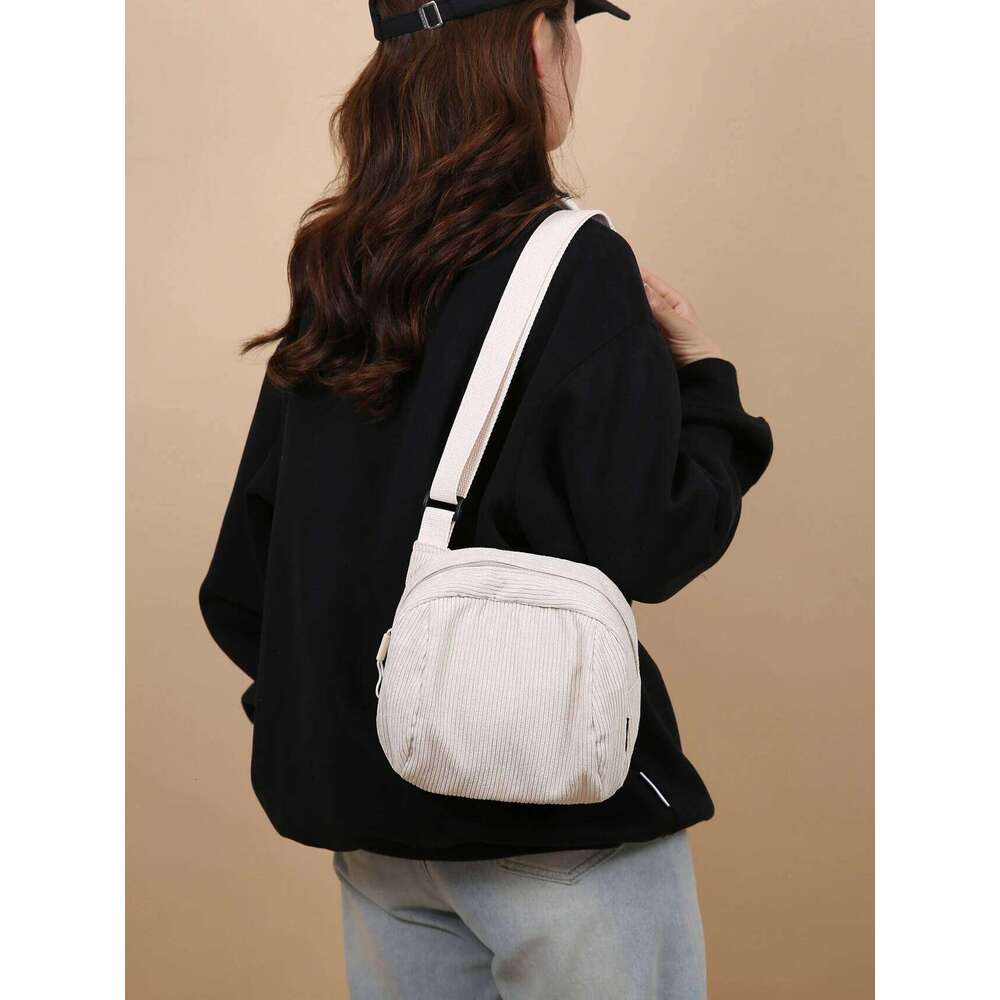 Trendy Fashionable Shoulder Bag, Versatile and Stylish Corduroy Crossbody Bag for Everyday Wear XJ260129