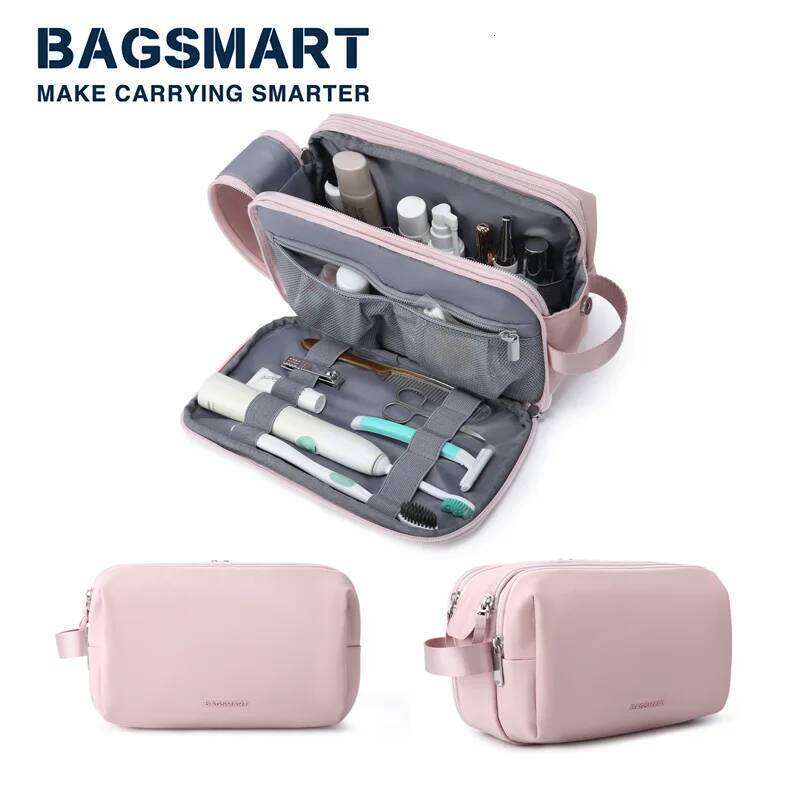 BAGSMART Travel Cosmetic Functional Hanging Zipper Makeup Case Necessaries Organizer Storage Pouch Toiletry Make Up Wash Bag Y260206
