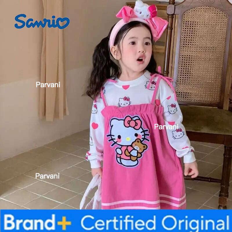 Sanrio Autumn Baby Girls Cute Hello Kitty Sweet Top & Dress 2pcs Kid Children Long Sleeve Clothes Cartoon Pink Princess Dresses H260206 - view 7