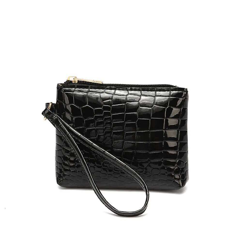 Solid Color Purses Zipper Crocodile Change Bag PU Card Coin Wallet Y260206