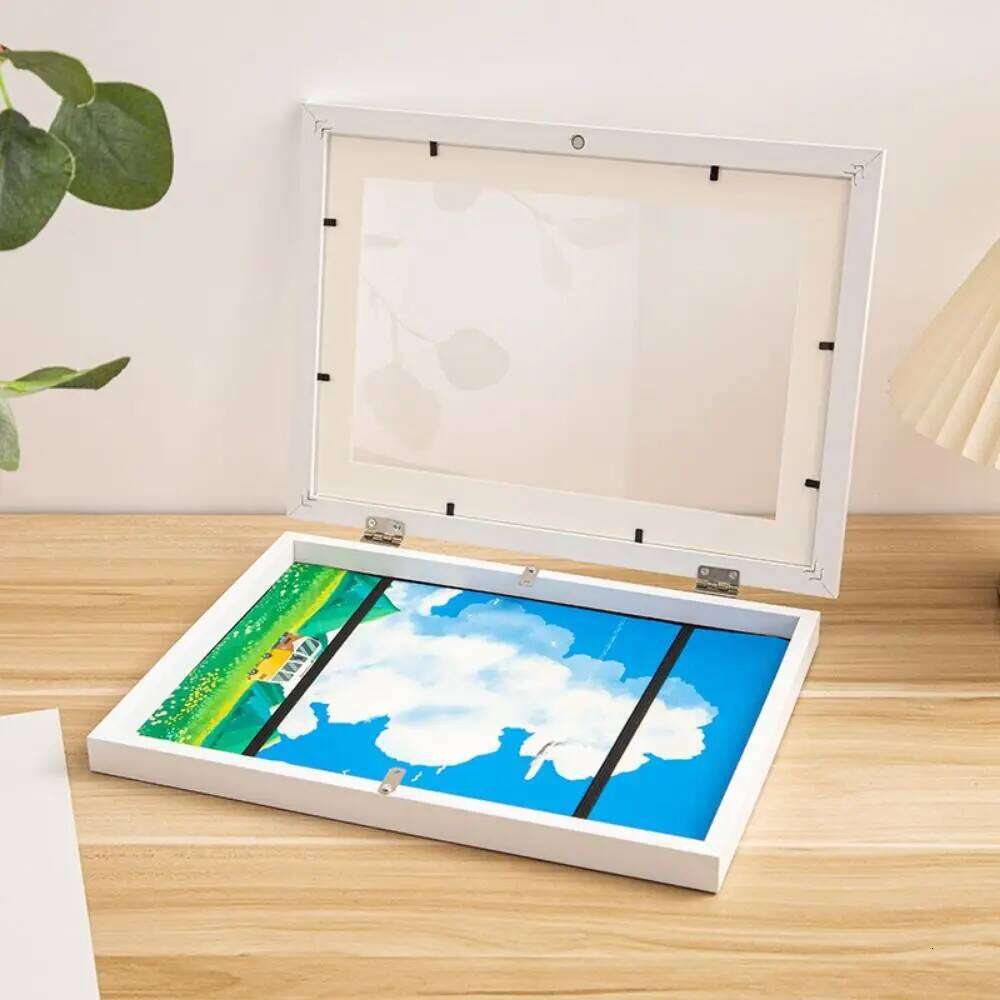 Creative A4/A3 Magnetic Flip Front Opening Changeable A4 Elastic Straps Photo Storage Frame Kindergarten S260205