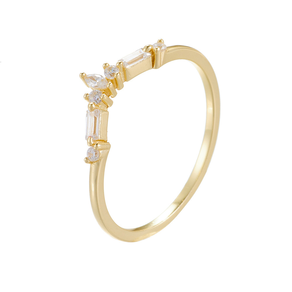 925 sterling silver zircon ring women, niche design, ins geometric style, simple versatile, light luxury and exquisite, suitable for stacking