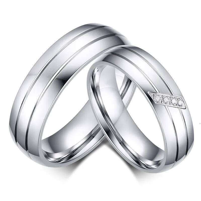 ZORCVENS Stainless Steel Wedding Ring for Men And Women Cubic Zirconia Couple Promise Band Fashion Jewelry Gifts W260206