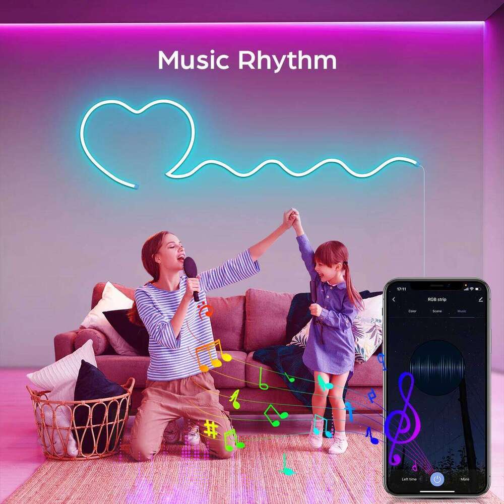 Wifi Tuya Smart Life RGB USB LED Strip Lights DC 5V 120 LEDS/M Waterpoof Neon Rope Lamp Tube Work With Alexa Google Home 5M Z260206