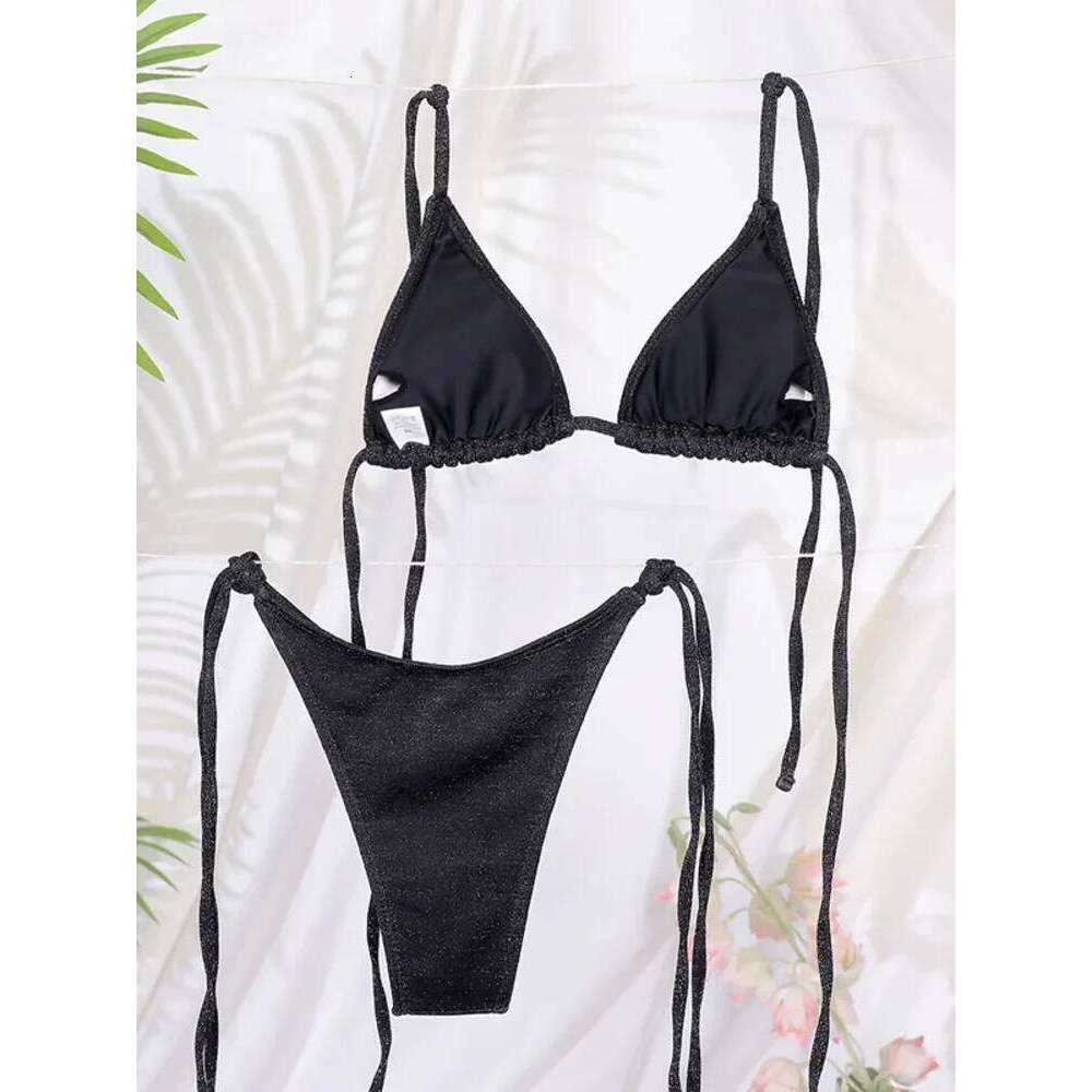 Miyouj Shiny Bikini Set Triangle Bikinis Bandage Swimsuit Women Two Piece Swimwear Summer Biquini New Beachwear Z260206