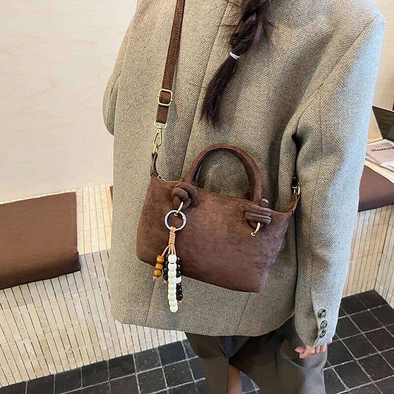 LEFTSIDE Women Small Suede Crossbody 2025 Winter New Retro Short Handle Shoulder Bag Luxury Designer Handbags and Purses Y260205