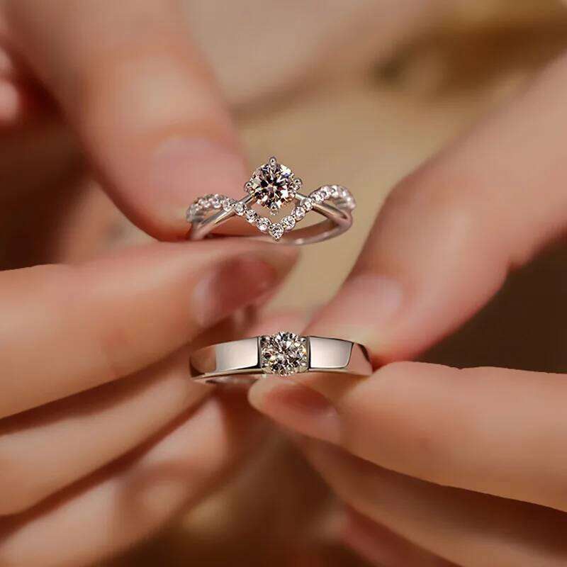 New Trendy Luxury Couple Rings for Women Men Dazzling Square Zirconia Delicate Ring Wedding Valentine's Day Romantic Jewelry W260206