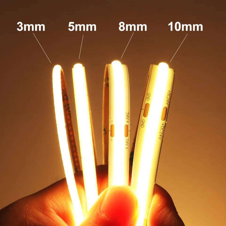 3mm 5mm COB 12V 24V Dimmable 3000K 4000K 6000K High Density Flexible Light For Home Decor RA90 LED Strip Lights Z260206