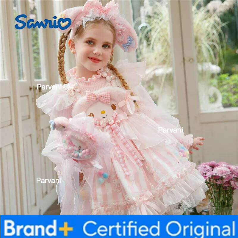 Sanrio My Melody Girls Skirt Spring Autumn New Lace Anime Figure Princess Kawaii Cartoon Dress Fashion Sweet Long Sleeves H260206 - view 7