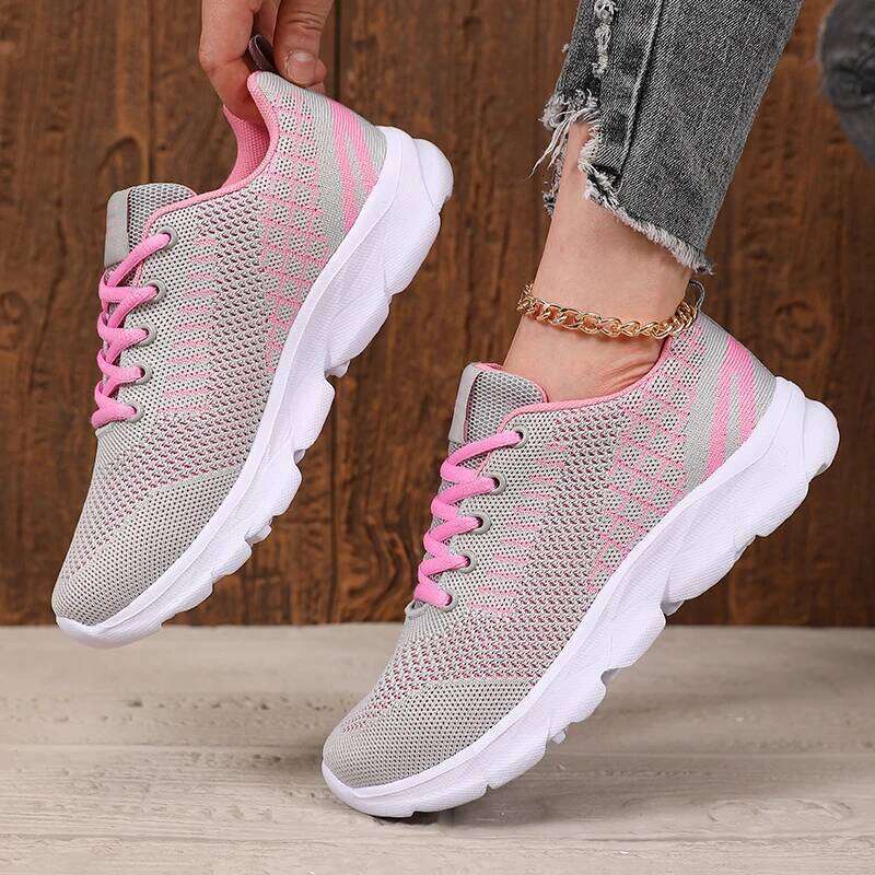 2025 Summer New Women Fashion Mesh Breathable Non Slip Casual Lace Up Sneakers Women's Outdoor Trendy Tennis Flat Shoes