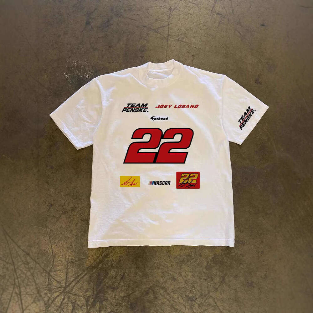 250g heavyweight pure cotton! American-style oversized number 22 printed couple's loose-fitting short-sleeve T-shirt for women and trendy men