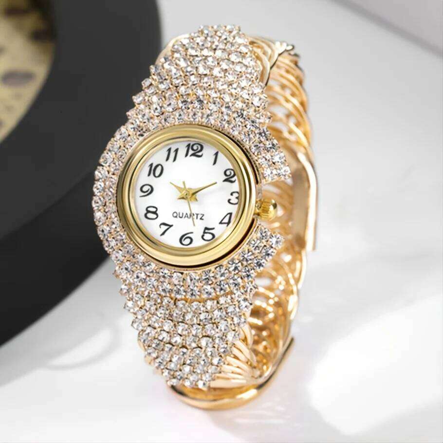 Elegant Full Rhinestone Women Watches Fashion Bracelet Bangle Ladies Quartz Wristwatch Reloj Mujer Z260206