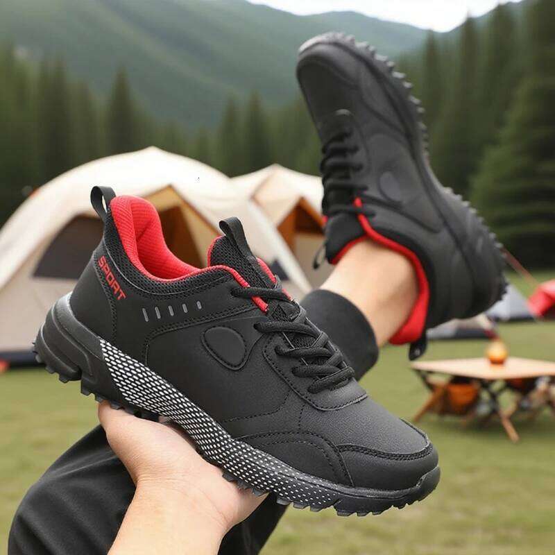 High Quality Men's Wear Resistant PU Leather Trail Hiking Shoes All Day Comfort Trendy Look Waterproo Fwork Sneakers