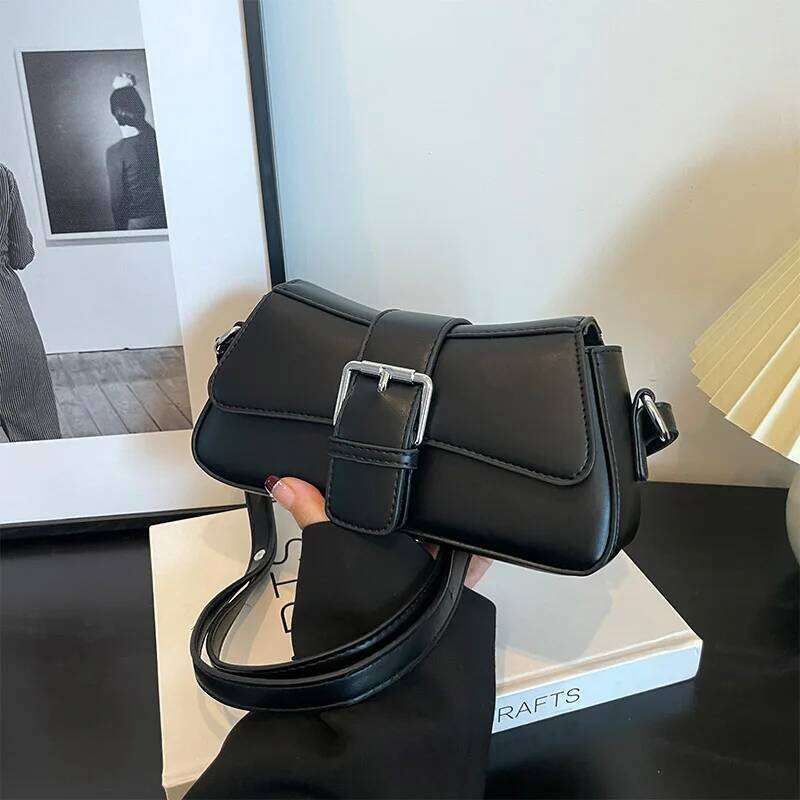 Solid color Leather Crossbody Bags For Women Luxury Brand Underarm Shoulder Bag Fashion Trend Women's Designer Handbag and Purse Y260205