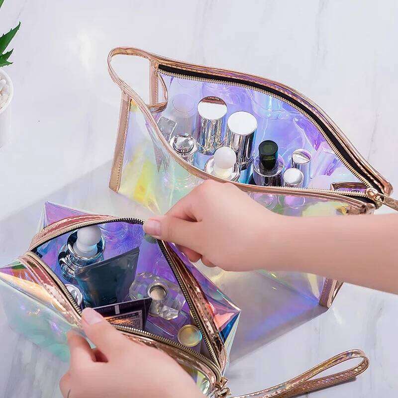Makeup Transparent Pretty Fashion Laser Travel Cosmetic Bag Toiletry Brush Bags Organizer Necessary Case Wash Make Up Box Y260206