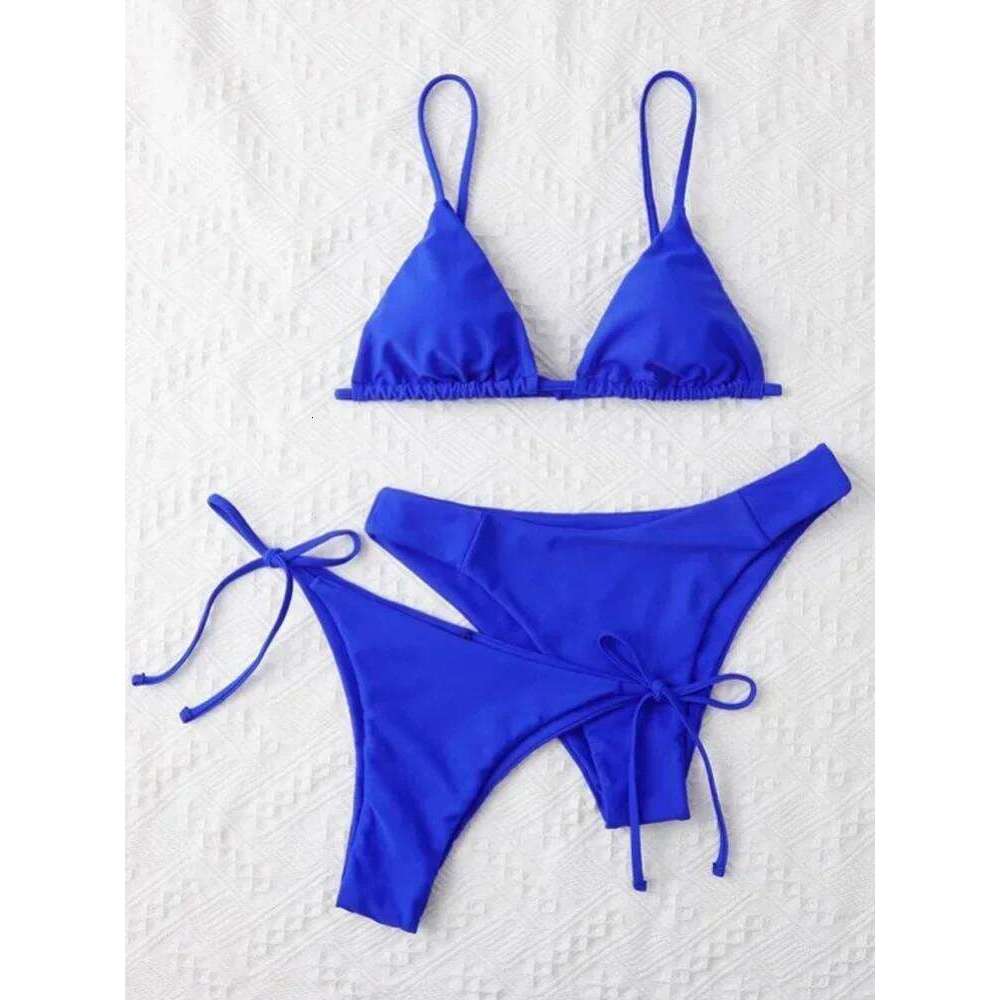 2025 New Summer Swimwear Bikinis Sexy Solid Spaghetti Strap 3 Piece Set Women Split Swimsuit High Waist Beach Bikini Z260206
