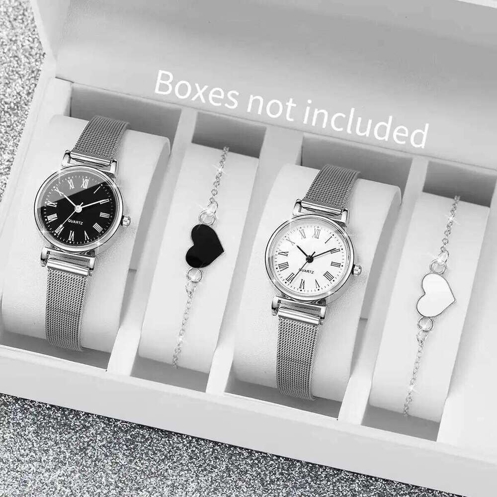 2/4PCS Fashion Roma Dial Quartz Watch Casual Mesh Strap Women Watches Bracelet Set Reloj MujerWithout Box Z260206
