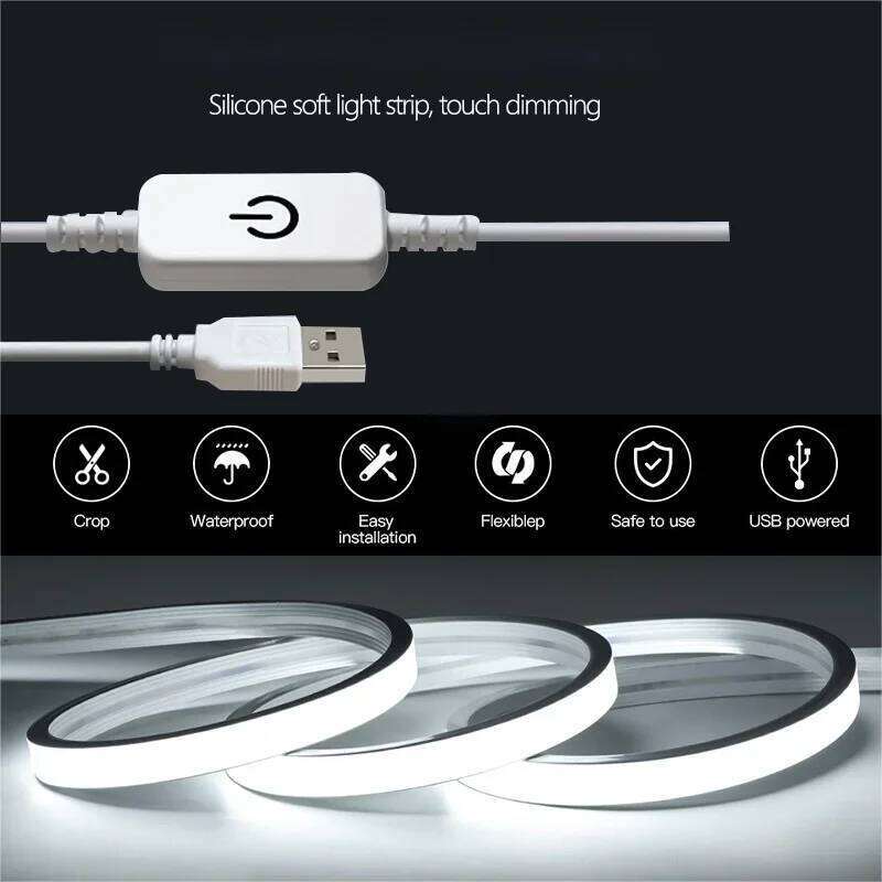 5V USB Lamp Dimmable Waterproof Flexible Tape Touch Sensor LED Neon Sign Light Strip Bedroom Backlight DIY Decor Z260206