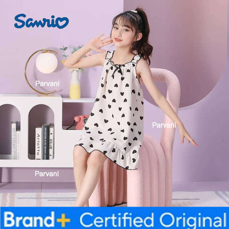 Sanrio Girls Thin Bubble Sleeping Skirt Pajamas Summer Children's Soft Cotton Nightgown Comfortable Breathable Bedding Wear for Kids H260206 - view 5
