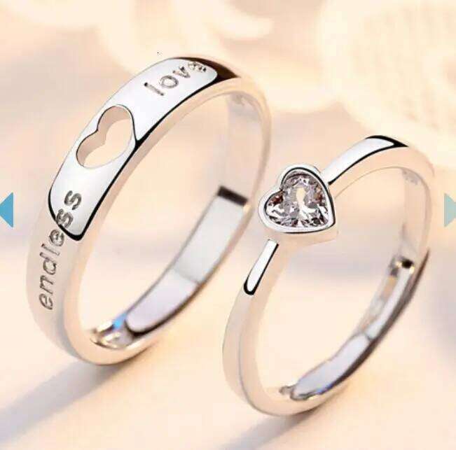 1/2pcs New Fashion Couple Adjustable Heart Rings for Men Women Lovers Engagement Wedding Anniversary Party Valentine's Day Gifts W260206
