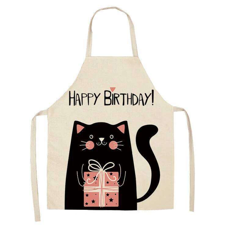 unframed 1 Pcs Cute Cat Pattern Kitchen Women Bibs Household Cleaning Pinafore Home Cooking Aprons Chef Apron For Man S260205 7a7