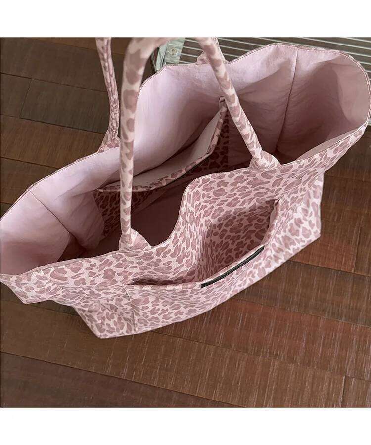 Leopard Print Double-sided Shoulder Bags for Women Casual Girls Class Ladies Tote Bag Large Capacity Female Shopping Handbags Y260205