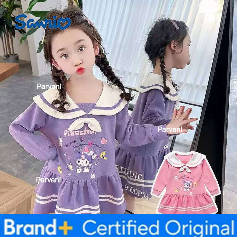 Sanrio Autumn Baby Girls Cute Kunomi Preppy Style Kid Children Long Sleeve Clothes Cartoon Princess Dresses Sweet Dress H2602061 - view 3