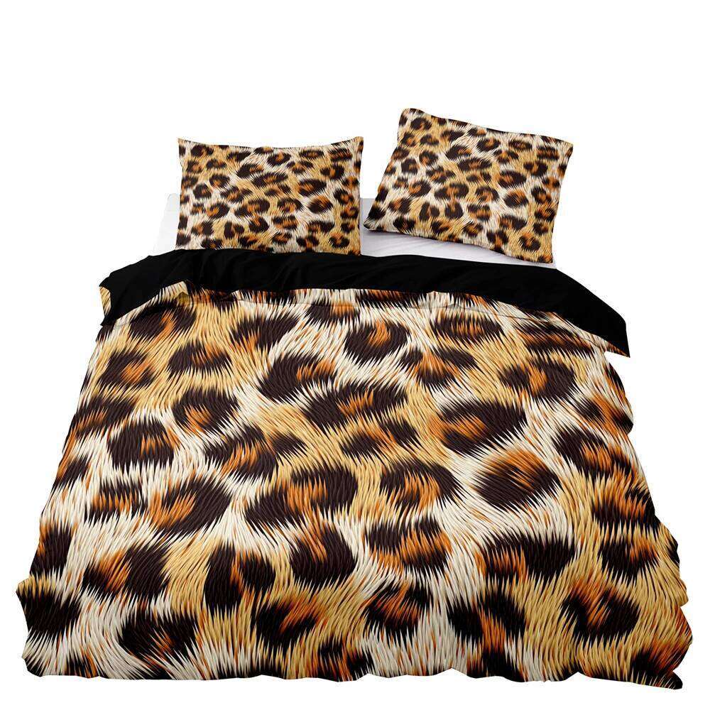 American Style Bedding Set Queen Pink Leopard Pattern Duvet With Pillowcase Single Double King Soft Comforter Bed Cover XJ260206