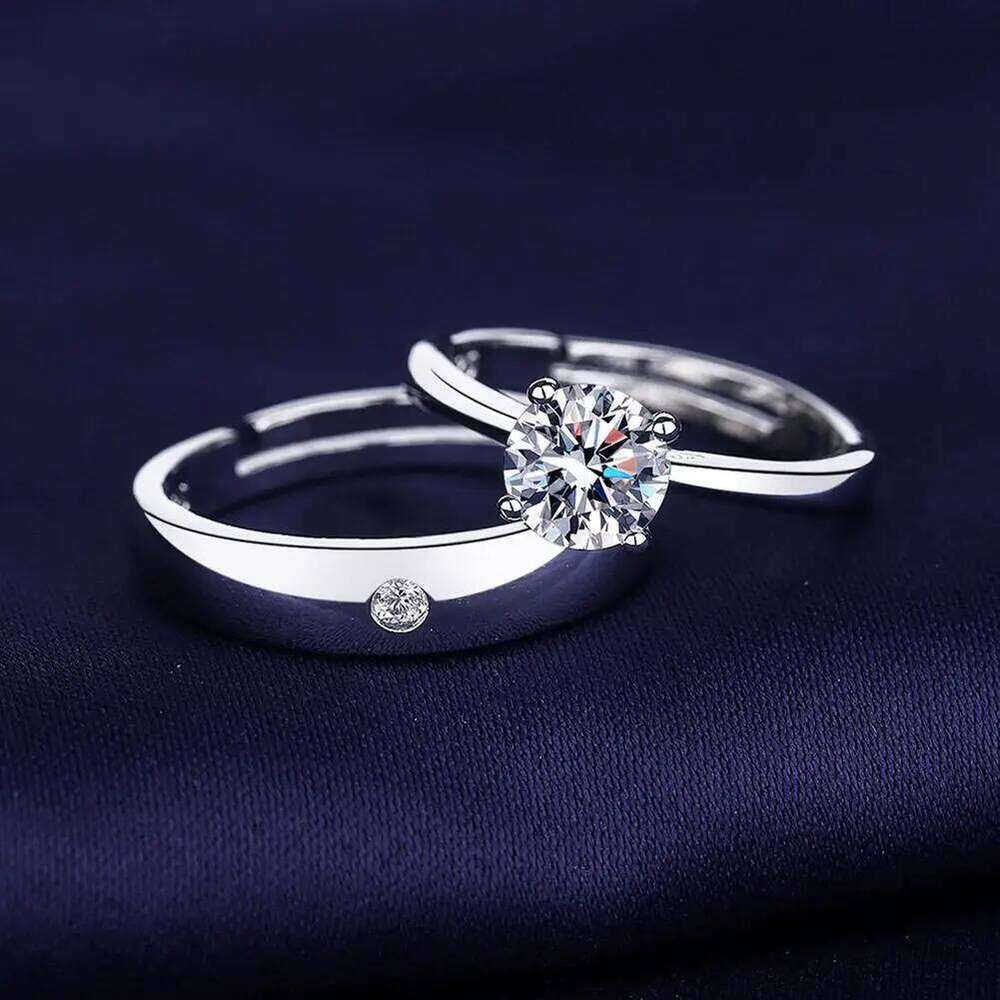 2pcs Heart Matching Couple Rings for Women Men Lover Forever Endless Love Wedding Valentine's Day Dating Jewelry Gifts W260206